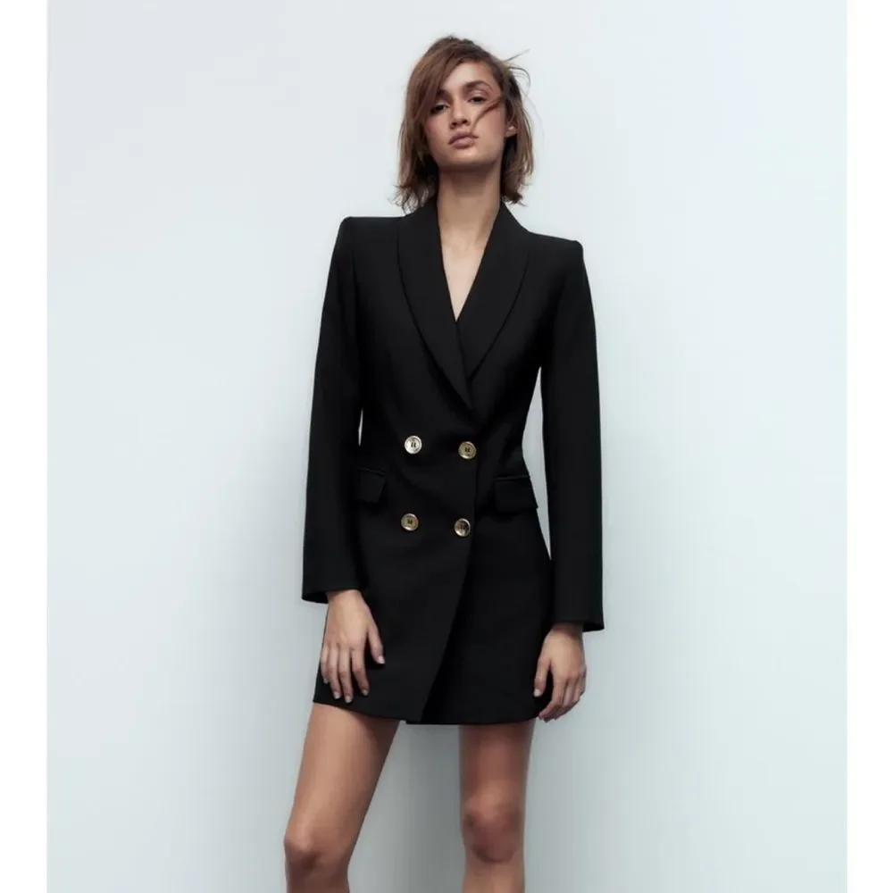 ZARA DOUBLE BREASTED LONG BLAZER NWT L - Picture 4 of 12